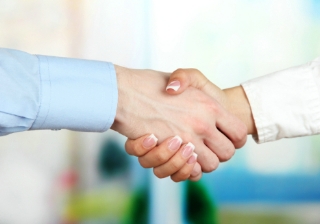 business handshake WITH A LADY