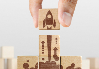 Rocket made of wooden blocks