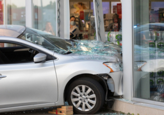 car crashed into a cafe 