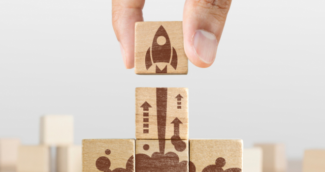 Rocket made of wooden blocks