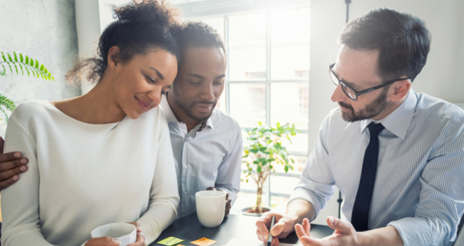 People speaking with an adviser