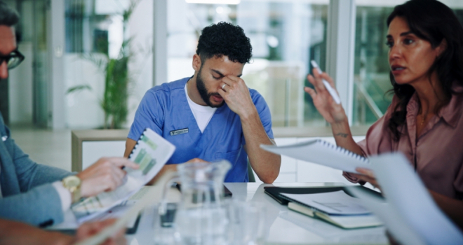 stressed healthcare employee