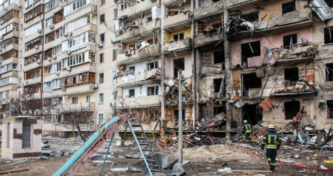 collapsed building in Ukraine 